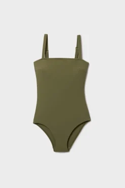 Discount ETAM Bañador moldeador de escote cuadrado KAKI