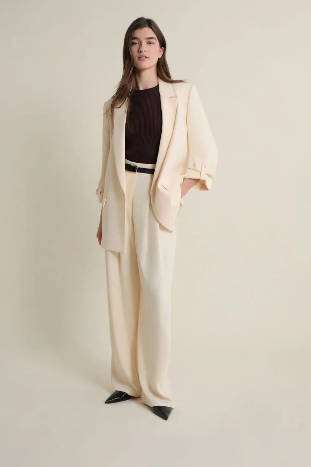 Discount ETAM Blazer manches longues VANILLE