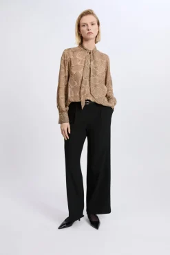 Outlet ETAM Blouse à nouer sur le devant imprimé serpent ECRU