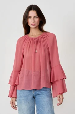 Discount ETAM Blusa con mangas de volantes MELOCOT&Oacute;N