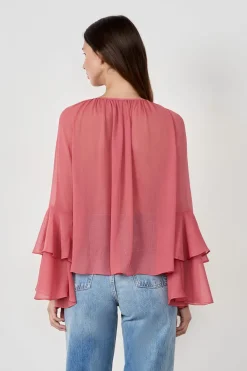 Discount ETAM Blusa con mangas de volantes MELOCOT&Oacute;N