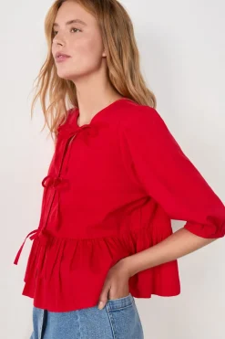 Online ETAM Blusa mangas 3/4 con lazos CARDINAL