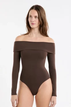 Sale ETAM Body con hombros descubiertos CHOCOLATE
