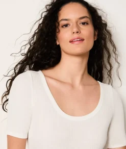 ETAM Body de algodón acanalado BLANCO