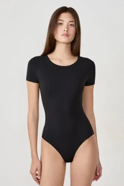 Clearance ETAM Body de manga corta de microfibra NEGRO