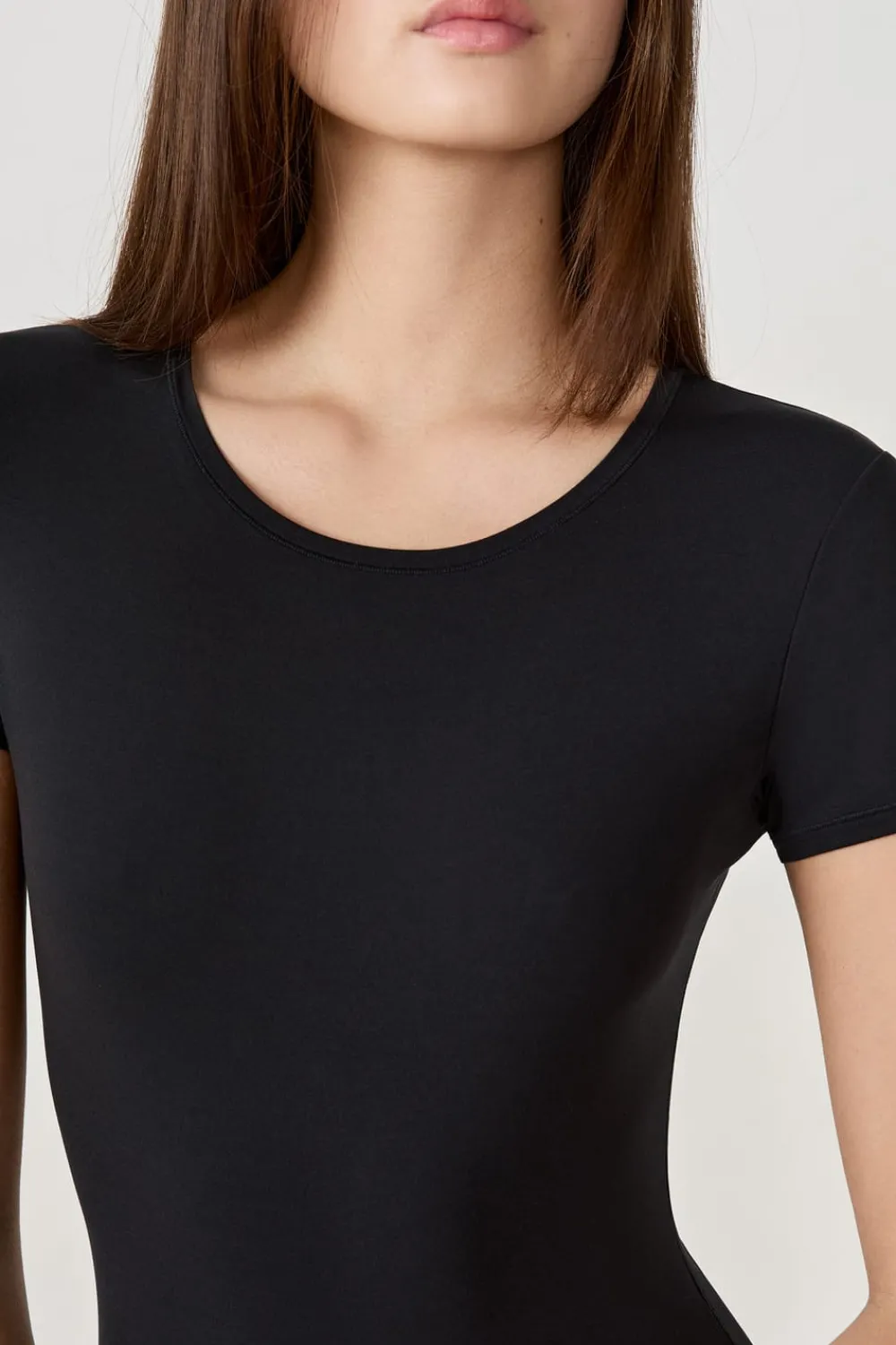 Clearance ETAM Body de manga corta de microfibra NEGRO