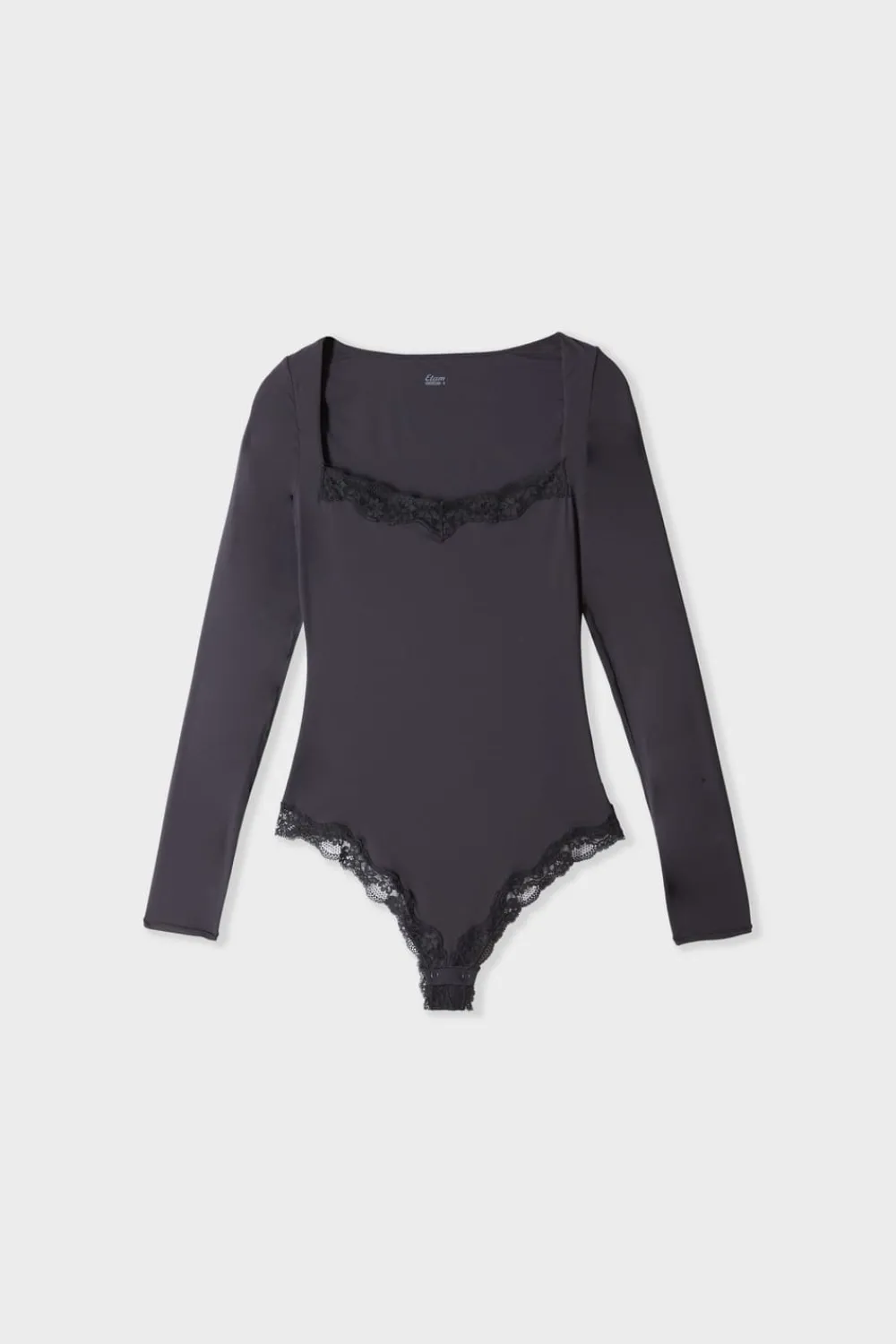 Discount ETAM Body de manga larga de microfibra y encaje NEGRO