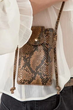 Discount ETAM Bolso de cuero estampado BEIGE