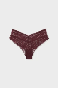 ETAM Braga brasileñas en forma de V de encaje MORADO