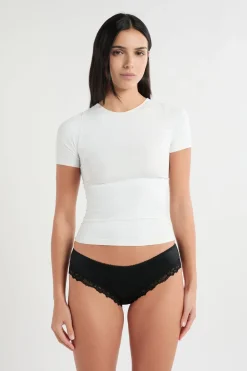 New ETAM Braga culotte de microfibra con detalles de encaje NEGRO