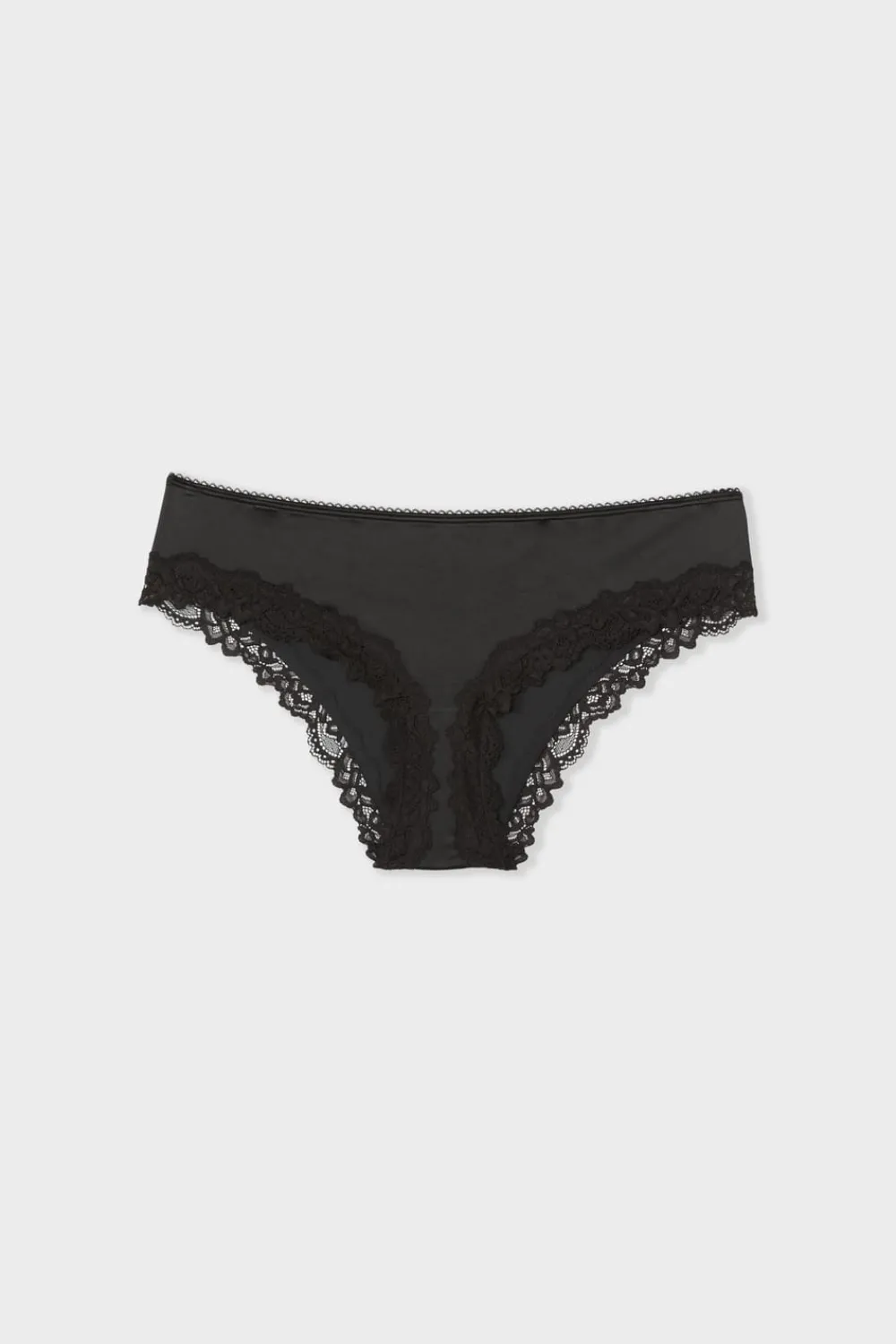 New ETAM Braga culotte de microfibra con detalles de encaje NEGRO