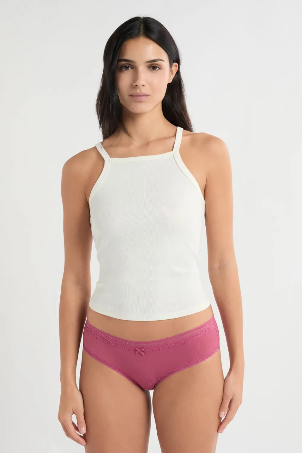 ETAM Braga culotte de microfibra con detalles de encaje BLUSH