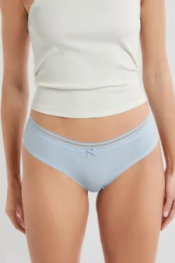 New ETAM Braga culotte de microfibra con detalles de encaje AZUL CIELO