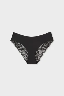 Hot ETAM Braga de microfibra con detalles de encaje NEGRO