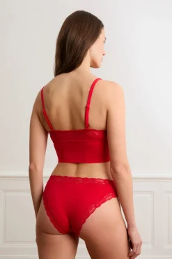 Sale ETAM Braga de microfibra con detalles de encaje ROJO