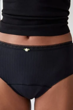 Best ETAM Braga menstrual de cintura alta - Flujo medio NEGRO