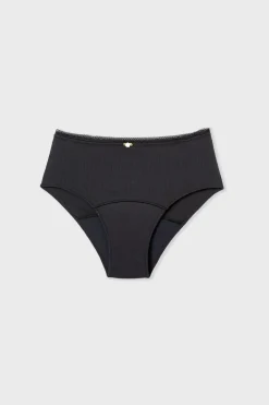 Best ETAM Braga menstrual de cintura alta - Flujo medio NEGRO