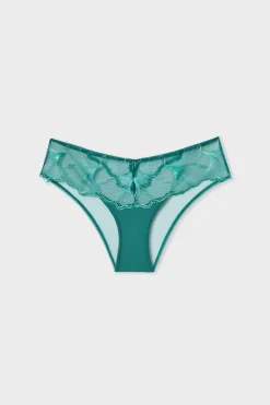 Hot ETAM Braguita brasileña de encaje VERDE OSCURO