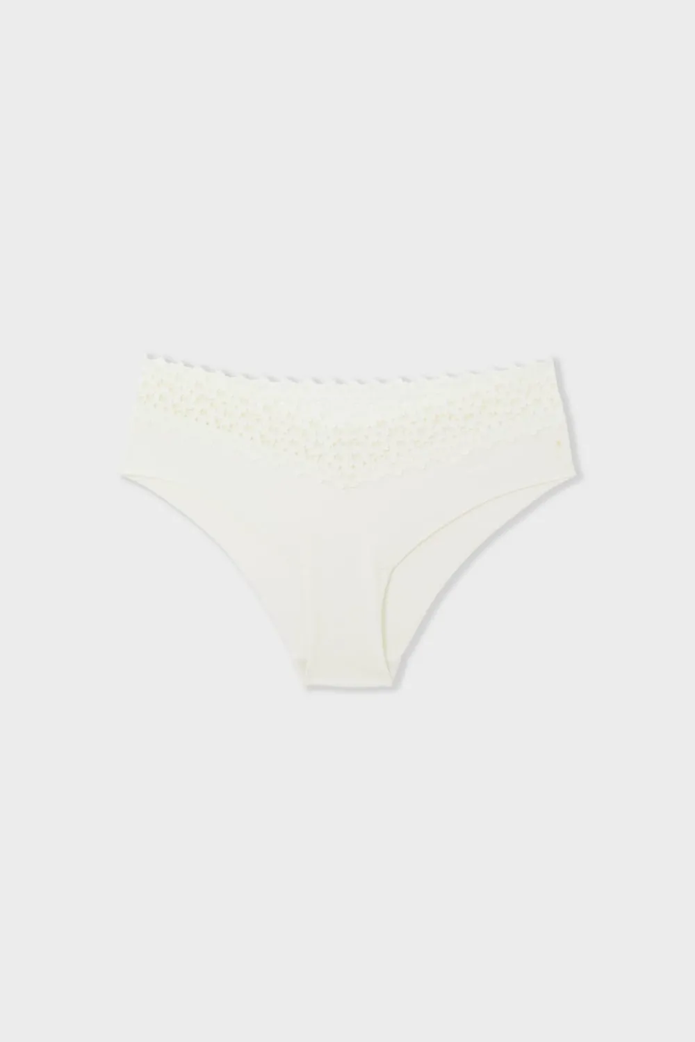 Sale ETAM Braguita brasileña en V de microfibra y encaje BLANCO