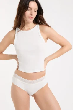 Discount ETAM Braguita culotte de algodón sin costuras BLANCO