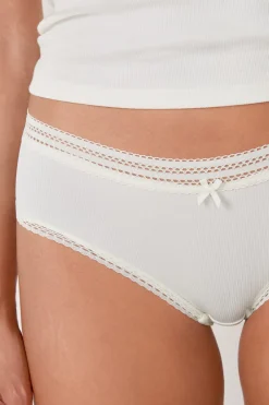 Hot ETAM Braguita culotte de microfibra con detalle de encaje BLANCO
