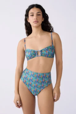 New ETAM Braguita de bikini de cintura alta brillante ESTAMPADO