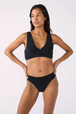 ETAM Braguita de bikini de tiro alto brillante PLATA