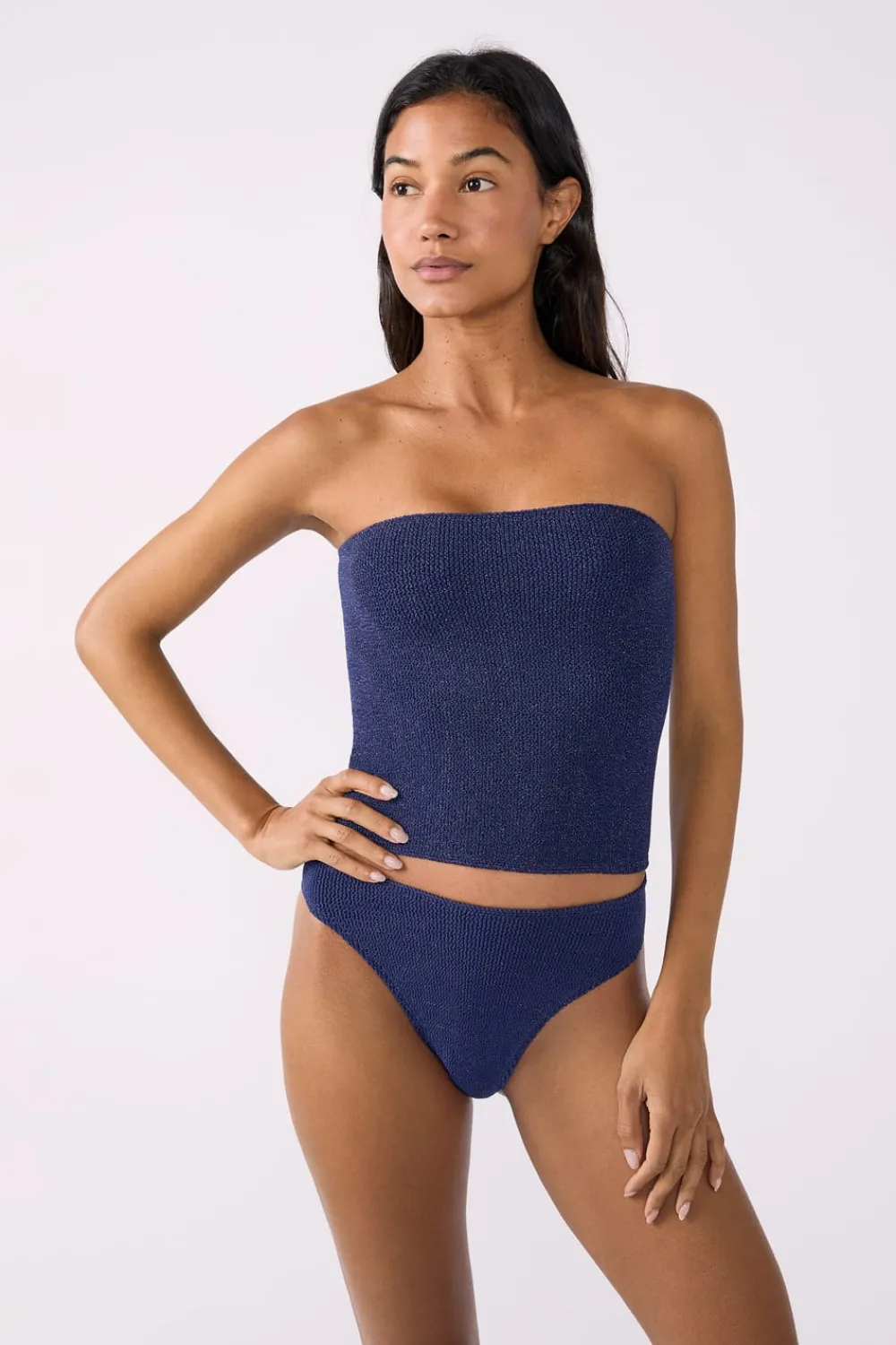 Clearance ETAM Braguita de bikini de tiro alto brillante AZUL NOCHE