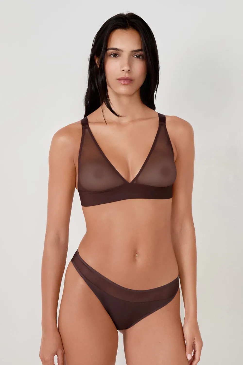 Clearance ETAM Braguita de malla CHOCOLATE