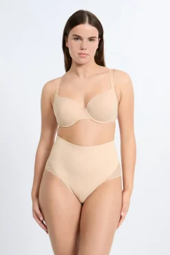 Discount ETAM Braguita de talle alto con detalle de encaje - Sujeción media C.BEIGE