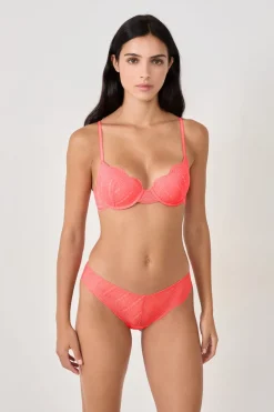 Hot ETAM Braguita hipster de encaje CORAL