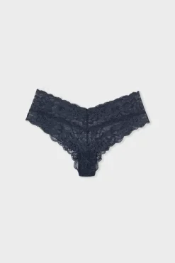 Online ETAM Braguita hipster V-shape de encaje AZUL