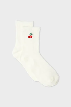Discount ETAM Calcetines acanalados con algodón y estampado de cerezas crudo