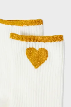 Sale ETAM Calcetines acanalados con algodón y estampado de corazones PERLA