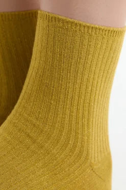 Best ETAM Calcetines brillantes con algodón AMARILLO &Aacute;CIDO