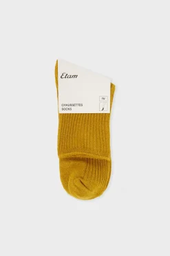 Best ETAM Calcetines brillantes con algodón AMARILLO &Aacute;CIDO