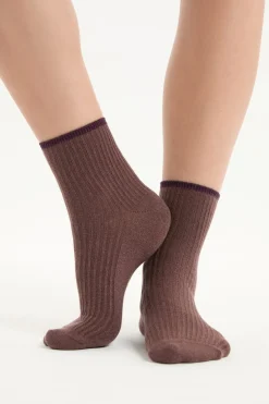 Online ETAM Calcetines brillantes con algodón CHOCOLATE
