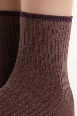 Online ETAM Calcetines brillantes con algodón CHOCOLATE