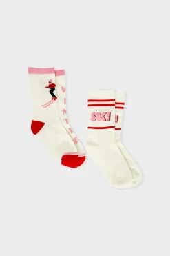 ETAM Calcetines con letras de algodón CRUDO