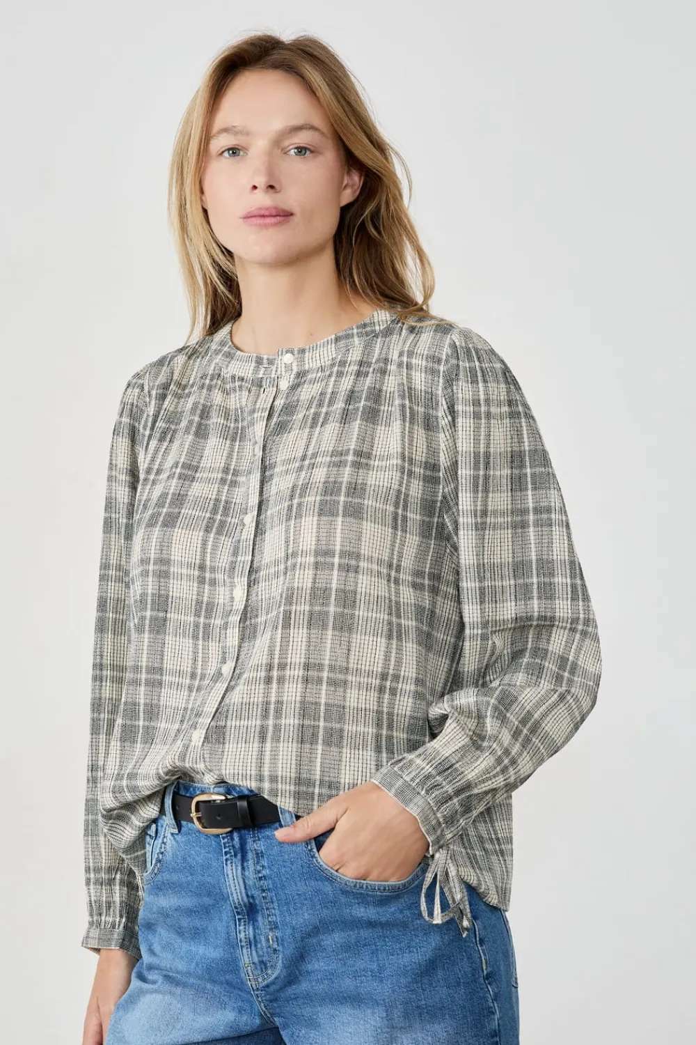 ETAM Camisa a cuadros GRIS CLAIR