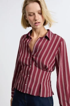 Online ETAM Camisa a rayas BURDEOS GRANATE