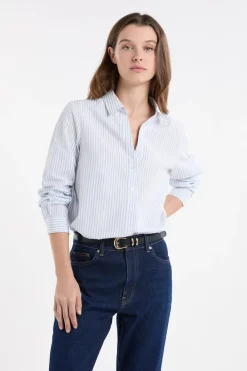 ETAM Camisa a rayas con algodón AZUL CIELO