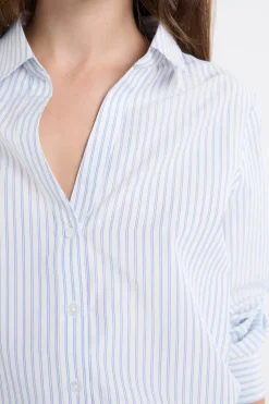 ETAM Camisa a rayas con algodón AZUL CIELO