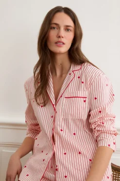 Outlet ETAM Camisa a rayas y corazones de algodón IMP FD BLANCO