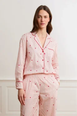 Outlet ETAM Camisa a rayas y corazones de algodón IMP FD BLANCO