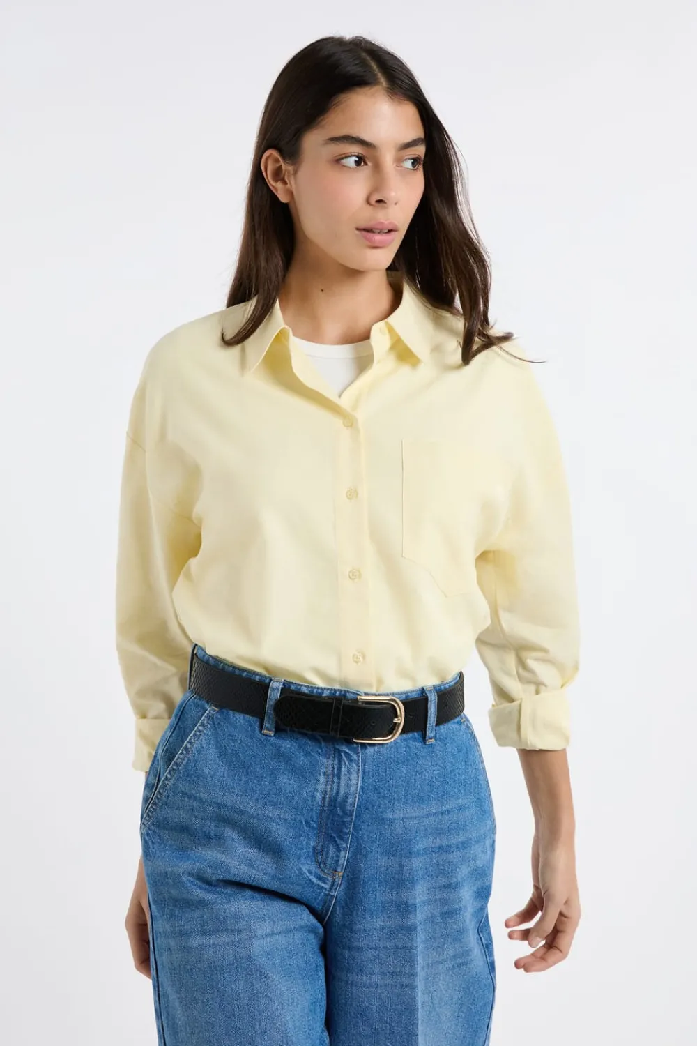 Hot ETAM Camisa de algodón AMARILLO PÁLIDO