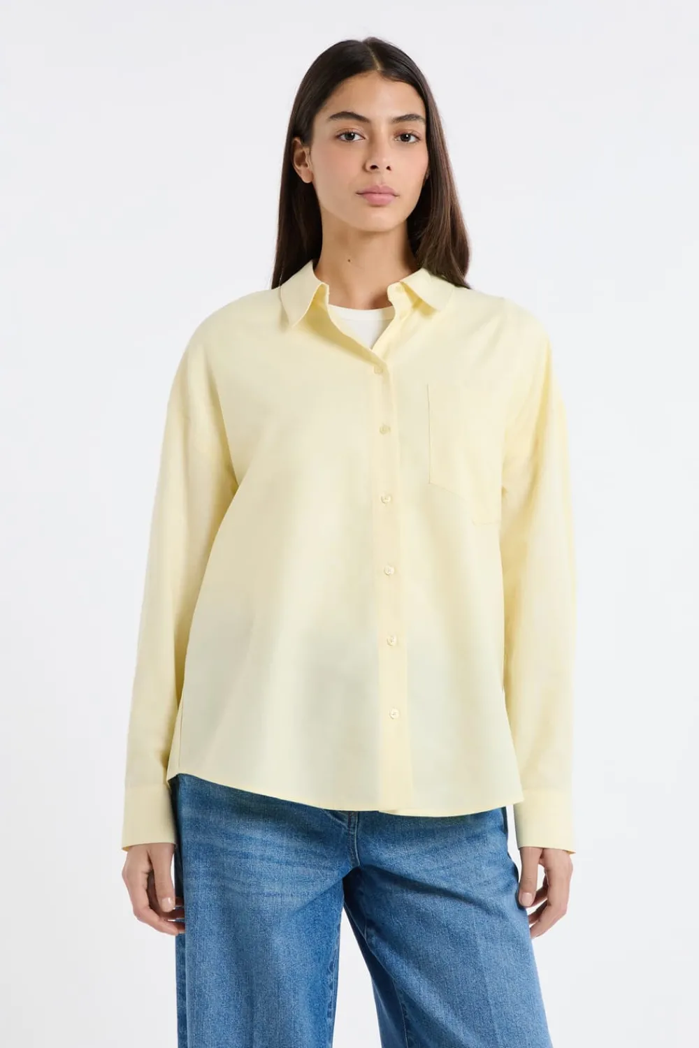Hot ETAM Camisa de algodón AMARILLO PÁLIDO