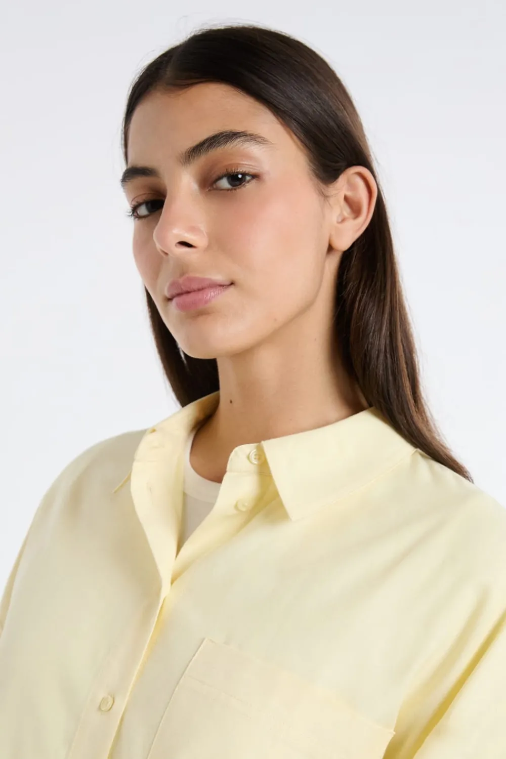 Hot ETAM Camisa de algodón AMARILLO PÁLIDO