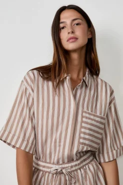 Discount ETAM Camisa de manga corta a rayas ESTAMPADO