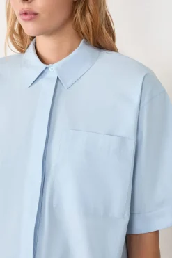 Sale ETAM Camisa de manga corta de algodón AZUL CLARO